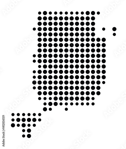 Symbol Map of Flint (United States) showing the city with a pattern of just a few black dots