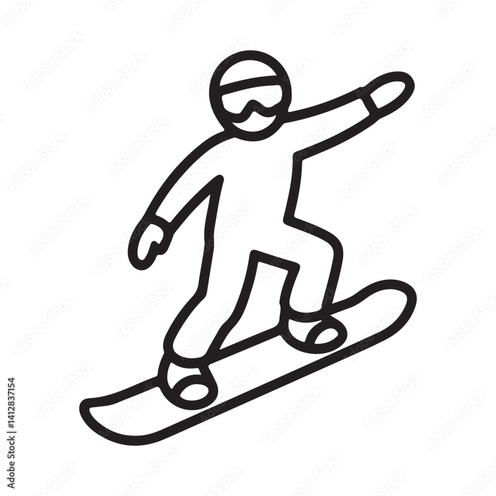 Fototapeta premium Snowboarder Gliding Down Snowy Mountain Icon