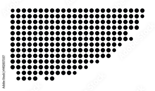 Symbol Map of Bloomington (United States) showing the city with a pattern of just a few black dots