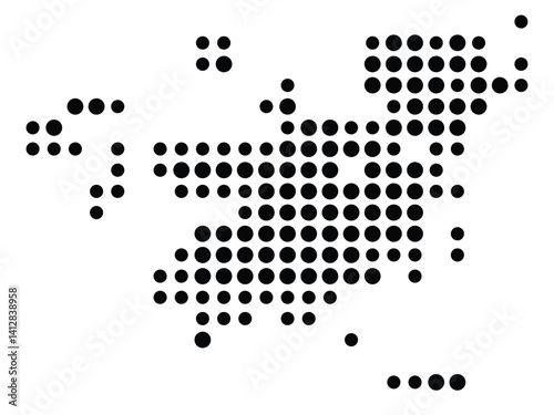 Symbol Map of Billings (United States) showing the city with a pattern of just a few black dots