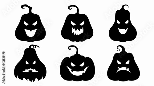 set halloween pumpkin silhouette vector on white background