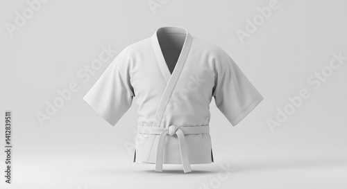 Martial Arts White Gi:  A Clean and Crisp 3D Render of a Traditional Karate Uniform