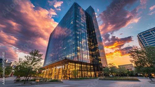 Low Angle Shot of Modern Investment Bank Headquarters Tower