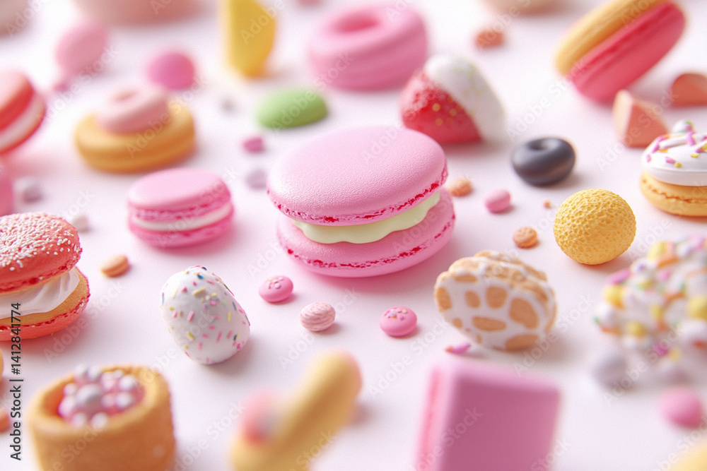 Delicious sweets and baked goods create a delightful chaos of color and flavor on a dessert table Delicious sweets and baked goods create a delightful chaos of color and flavor on a dessert table