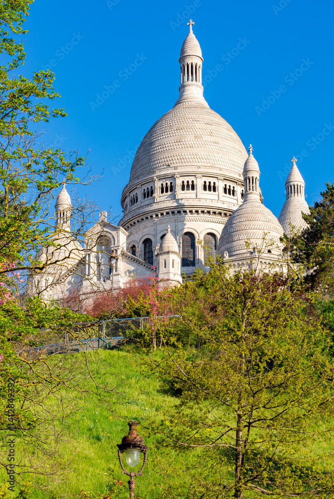 Basilica of Sacre Coeur (Sacred Heart) on Montmartre hill, Paris, France