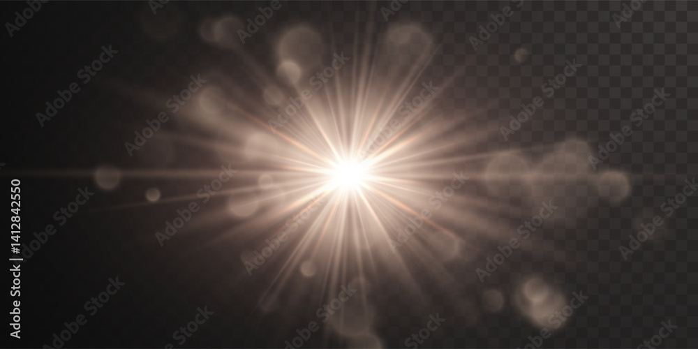 Fototapeta premium Bright flash effect with rays and glare. Light light blur effect. Vector illustration