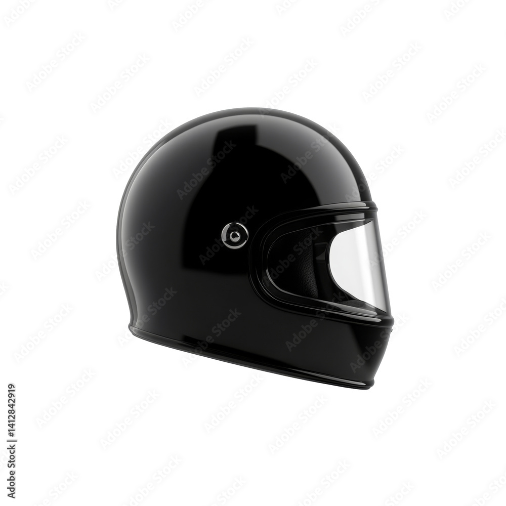 Black motorcycle helmet with glossy finish and clear visor for safety and style enthusiasts Black motorcycle helmet with glossy finish and clear visor for safety and style enthusiasts