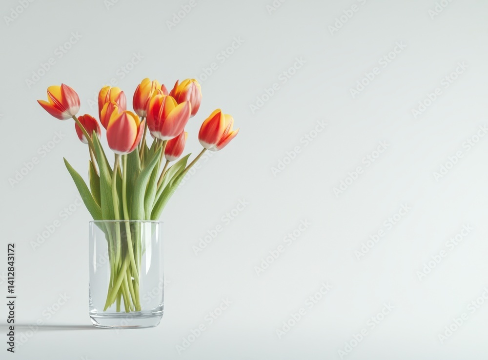 custom made wallpaper toronto digitalRed and Yellow Tulips in a Clear Glass Vase: A Minimalist Floral Still Life