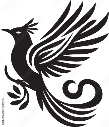 Quetzal bird silhouette vector art