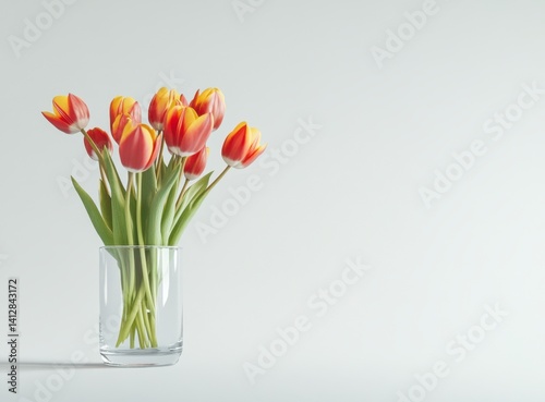 Wallpaper Mural Red and Yellow Tulips in a Clear Glass Vase: A Minimalist Floral Still Life Torontodigital.ca