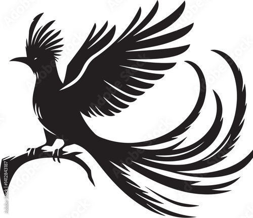 Quetzal bird silhouette vector art