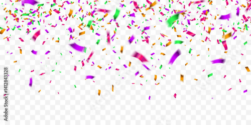 Colorful confetti. Celebration carnival falling shiny glitter confetti. Luxury greeting card. Vector illustration