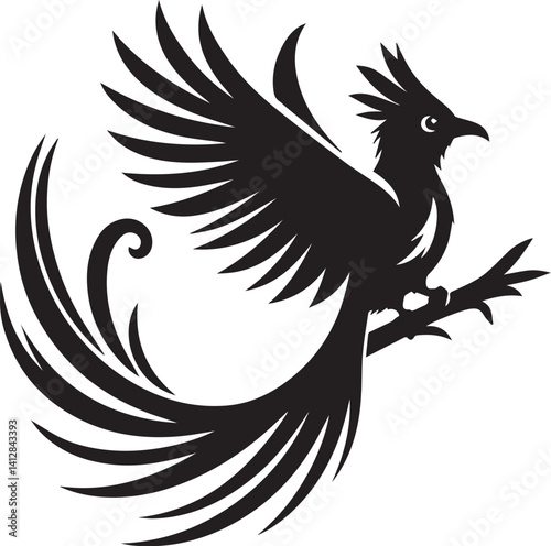 Quetzal bird silhouette vector art