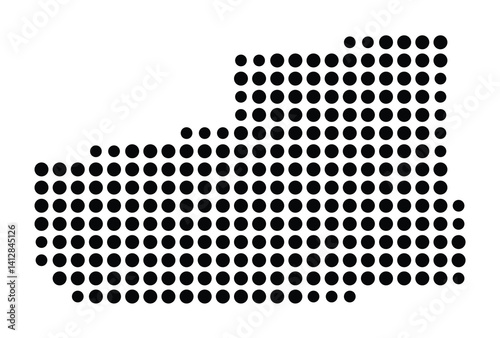 Symbol Map of Pawtucket (United States) showing the city with a pattern of just a few black dots