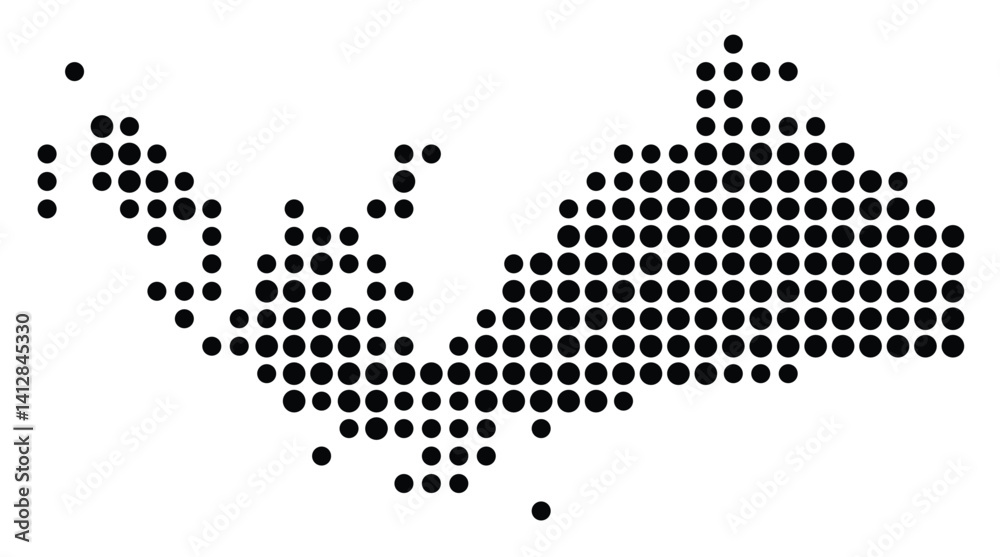 Symbol Map of Columbia (United States) showing the city with a pattern of just a few black dots Symbol Map of Columbia (United States) showing the city with a pattern of just a few black dots