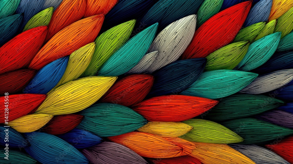 Colorful Abstract Pattern with Curved Shapes and Twisted Lines Colorful Abstract Pattern with Curved Shapes and Twisted Lines