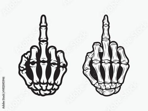  Skeleton Hand Giving the Middle Finger Dark Humor and Edgy Design.