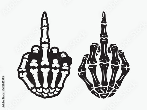 Skeleton Hand Giving the Middle Finger Dark Humor