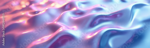 Liquid glossy holographic metallic wave, glossy shimmering mirror chrome, water effect. Metal pastel pattern. Iridescent foil effect texture. Pearlescent gradient