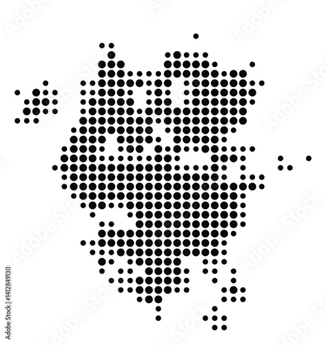Symbol Map of San Antonio (United States) showing the city with a pattern of just a few black dots