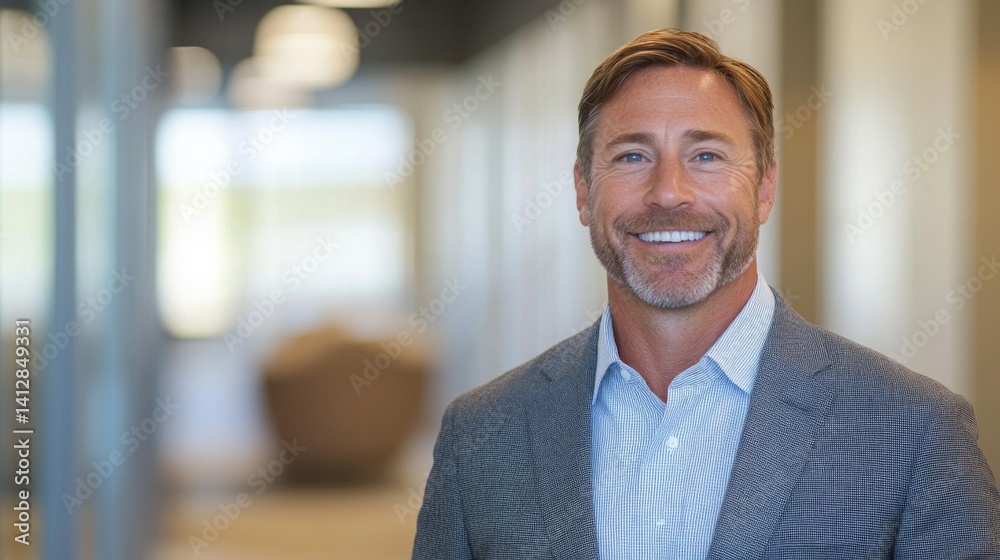 Fototapeta premium Smiling Middle Aged Businessman Portrait in Office