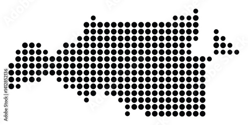 Symbol Map of Green Bay (United States) showing the city with a pattern of just a few black dots