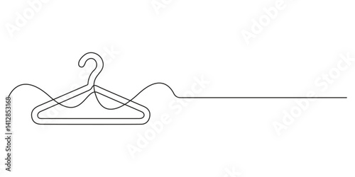 Vector one continuous line art drawing of clothes hanger. Single minimalist concept graphic illustration