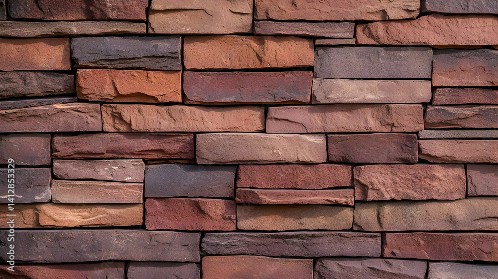 Obraz premium Rustic Stone Wall Texture With Brown And Red Bricks