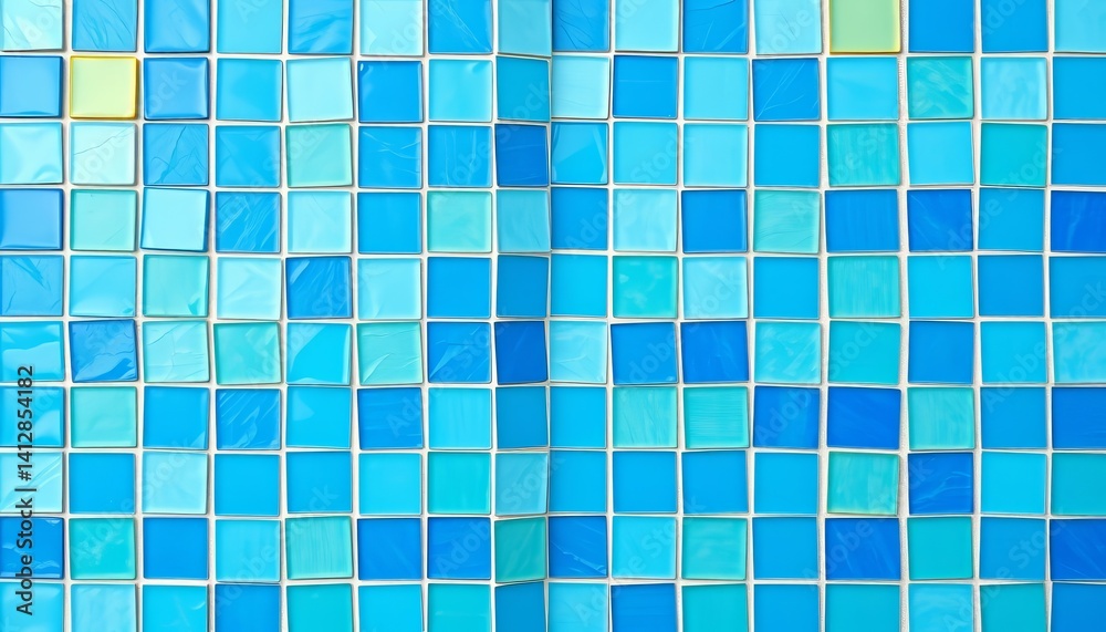 Fototapeta premium Vibrant blue mosaic tile pattern, seamless abstract background , background texture, geometric
