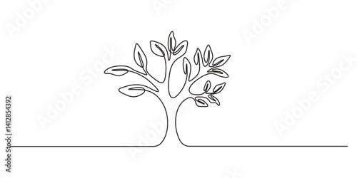 Abstract tree as line drawing on the white vector illustration