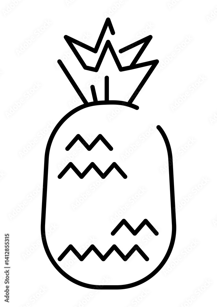 Illustration of pineapple. Fruit for design and decoration.