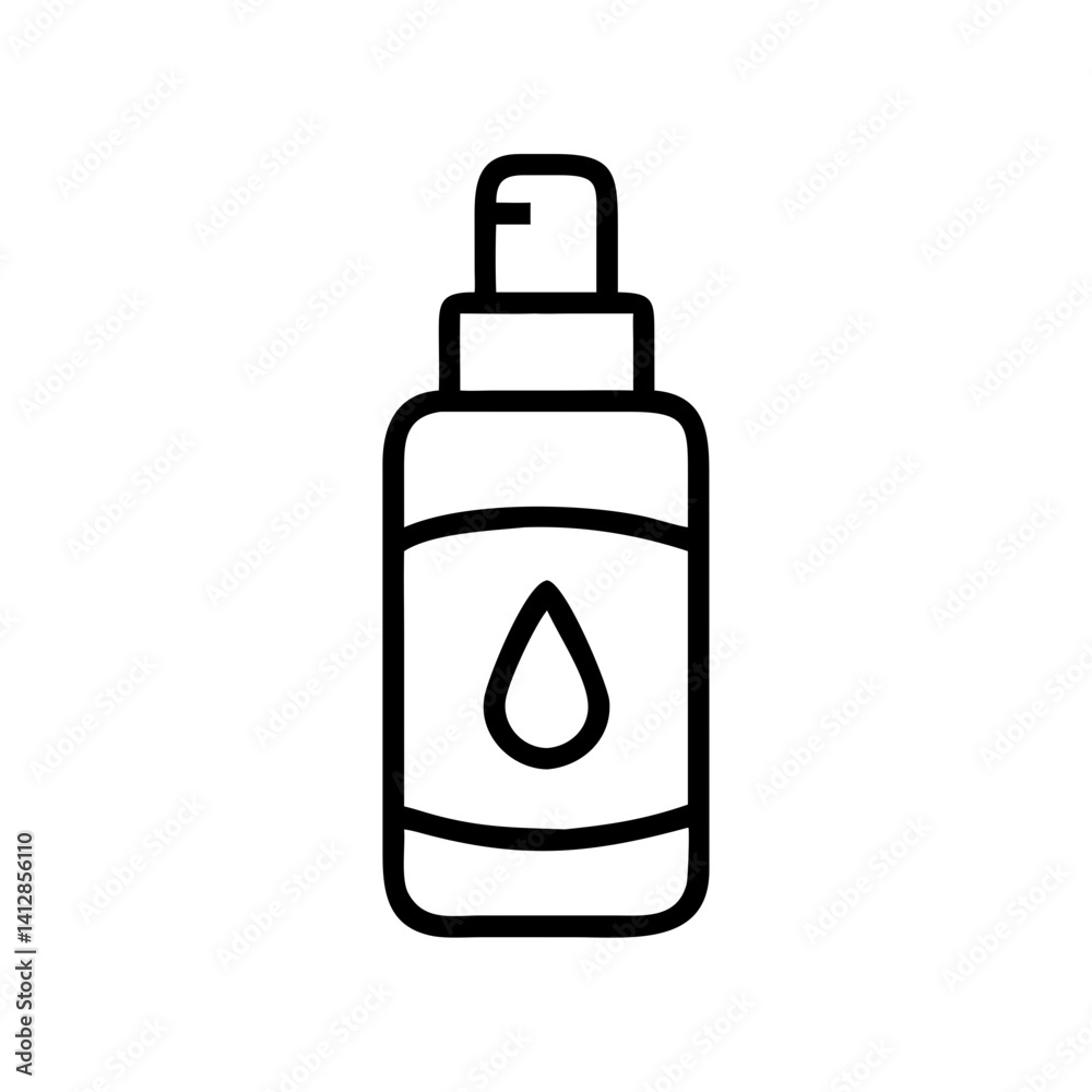 Foundation bottle icon in black outline on white background Foundation bottle icon in black outline on white background