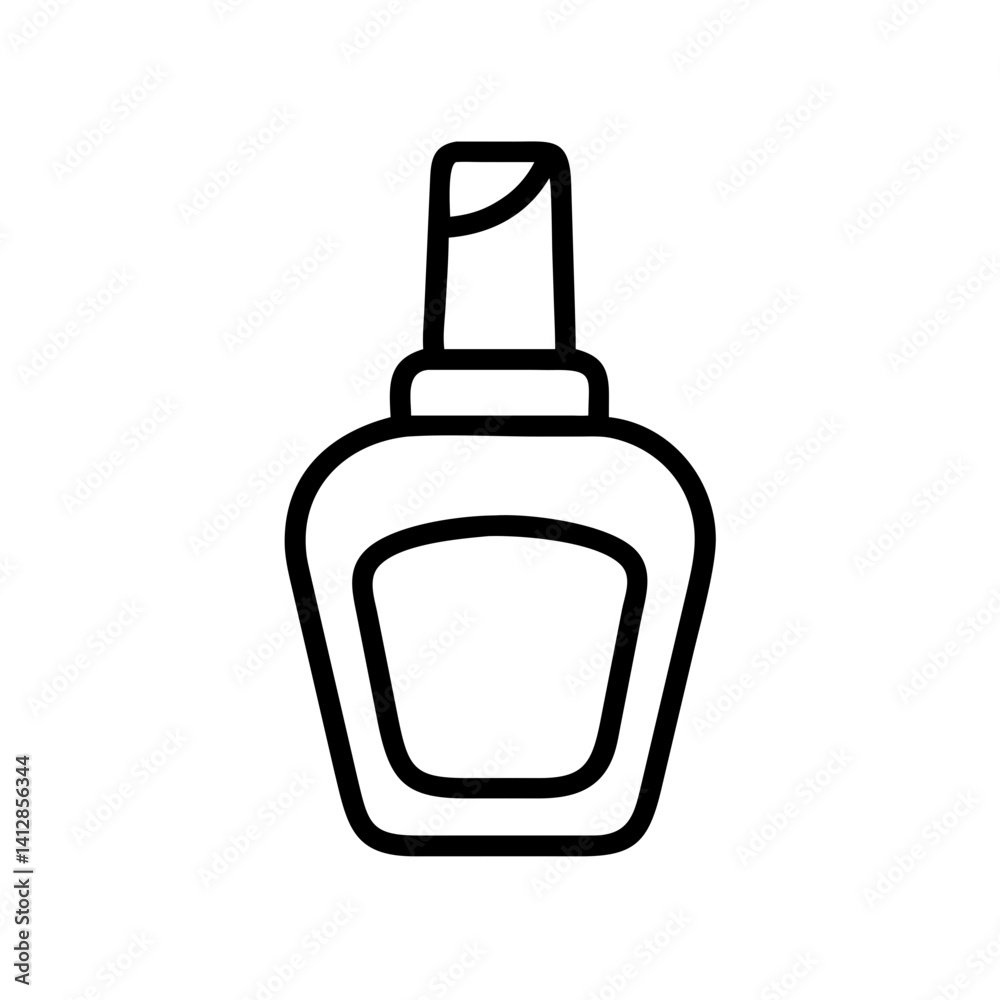 Nail polish bottle icon in black outline on white background Nail polish bottle icon in black outline on white background