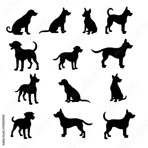 Dogs silhouettes vector illustration collection
