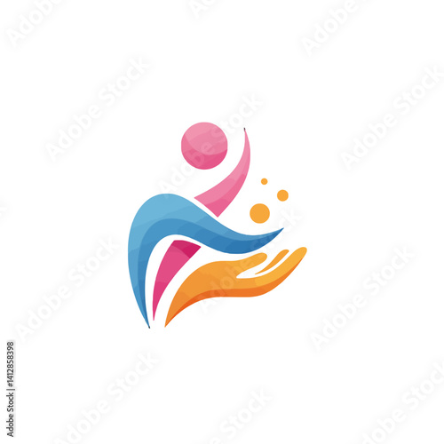 Abstract Colorful Human Figure Symbol of Health, Wellness, and Support