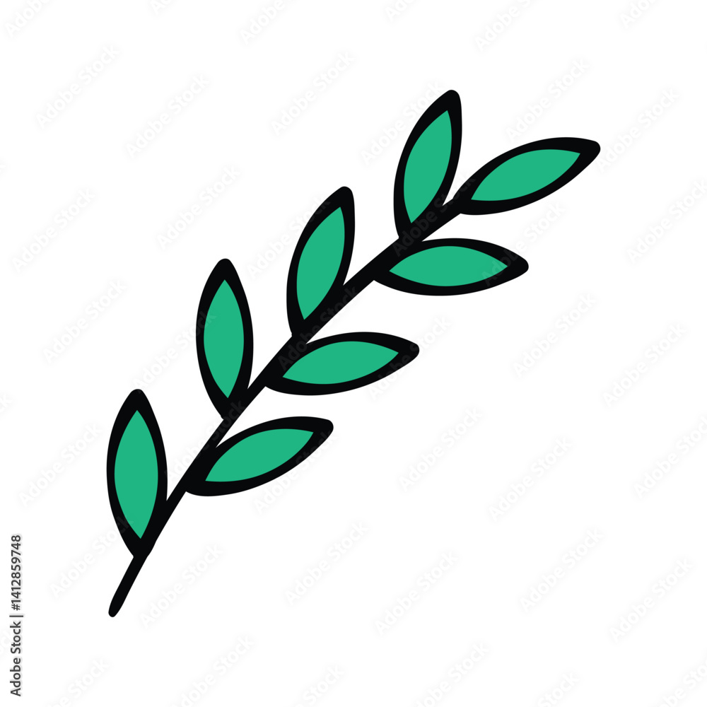 Obraz premium thyme leaf easter day doodle vector illustration hand drawn cartoon