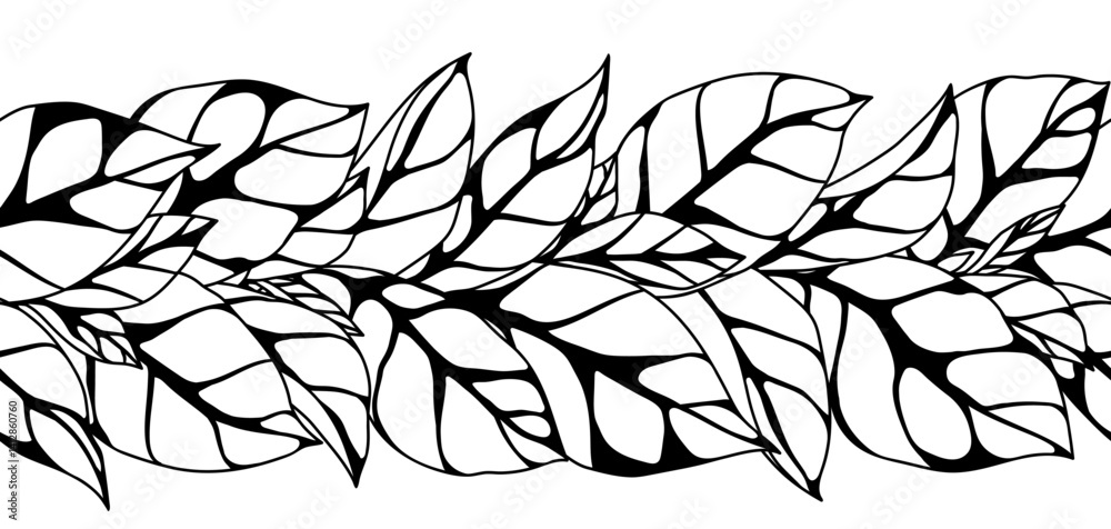 Pattern with leaves. Spring or summer stylized foliage.