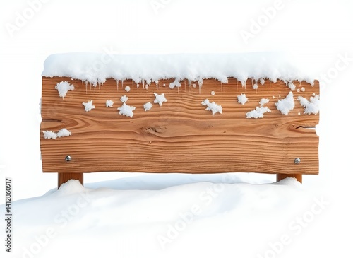 Snow-Covered Wooden Bench in Winter