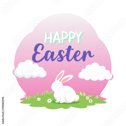 Easter egg hunt illustration, for themed cards, posters,  invitation, banner, menu, kids design