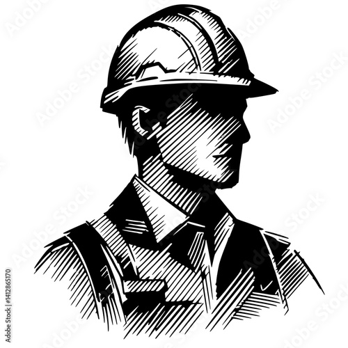Male labor portrait silhouette