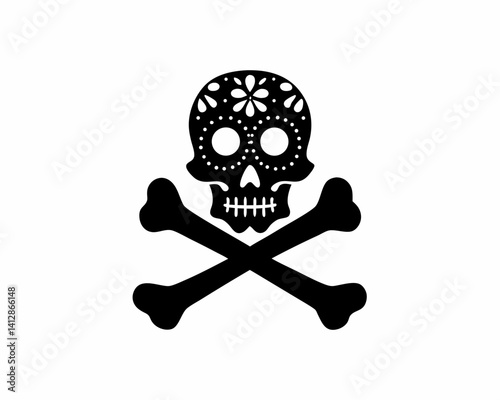 creative Silhouette skull-crossbones Icon Vector Illustration
