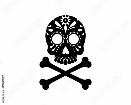creative Silhouette skull-crossbones Icon Vector Illustration
