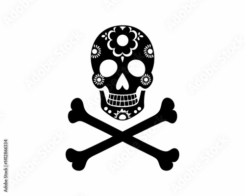 creative Silhouette skull-crossbones Icon Vector Illustration

