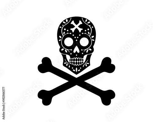 creative Silhouette skull-crossbones Icon Vector Illustration
