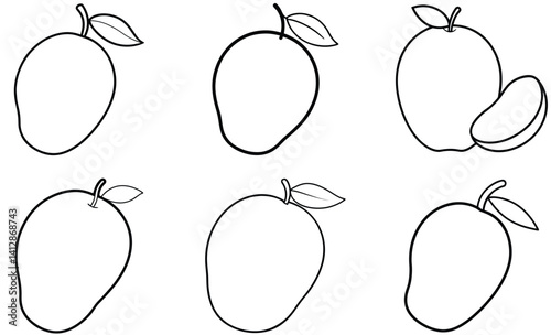 Set of mango line art vector illustration design