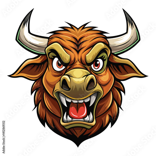 Angry Bull Head Illustration