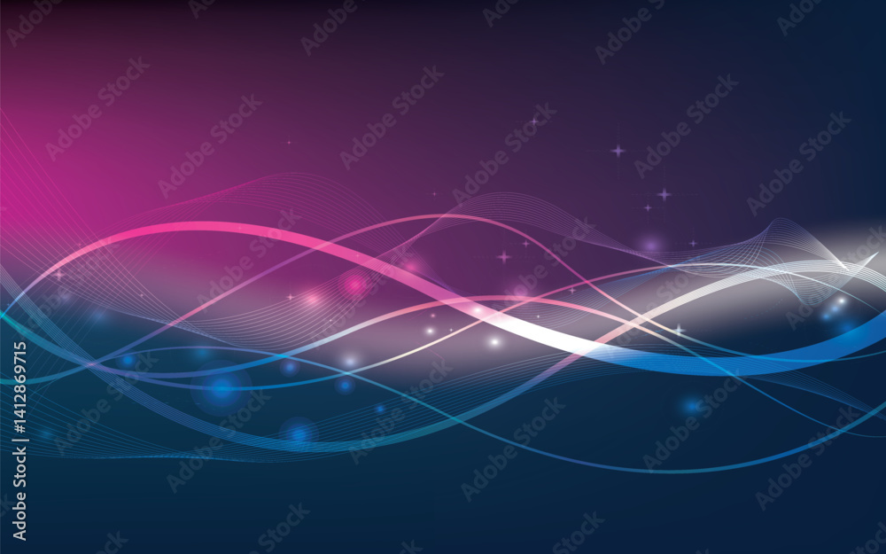 Purple and Blue Waves with Cosmic Light Effects Purple and Blue Waves with Cosmic Light Effects