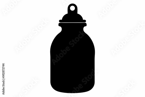 Baby Bottle Silhouette Vector Illustration Black and White