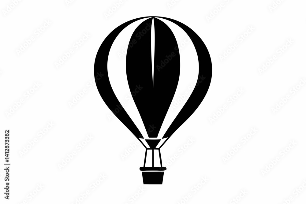 Hot Air Balloon Silhouette Vector Illustration Black and White Hot Air Balloon Silhouette Vector Illustration Black and White