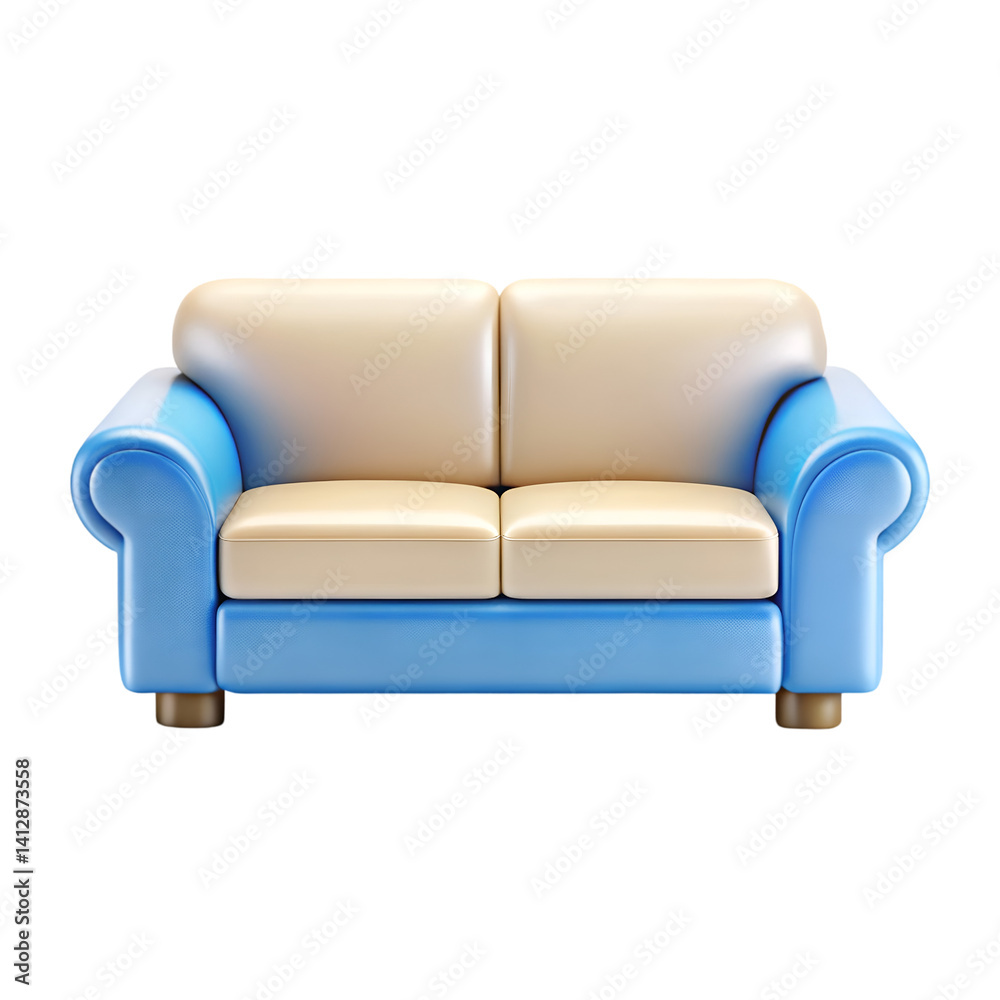 Fototapeta premium Sofa 3D icon isolated on white background